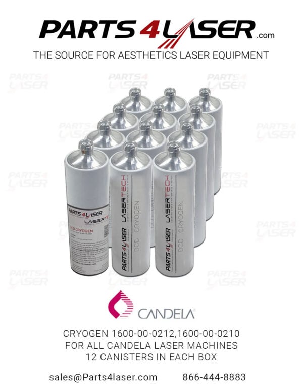 CRYOGEN 1600-00-0212,1600-00-0210 FOR ALL CANDELA LASER MACHINES 12 CANISTERS IN EACH BOX, MUST CHOOSE HAZARDOUS SHIPPING. CACN1462