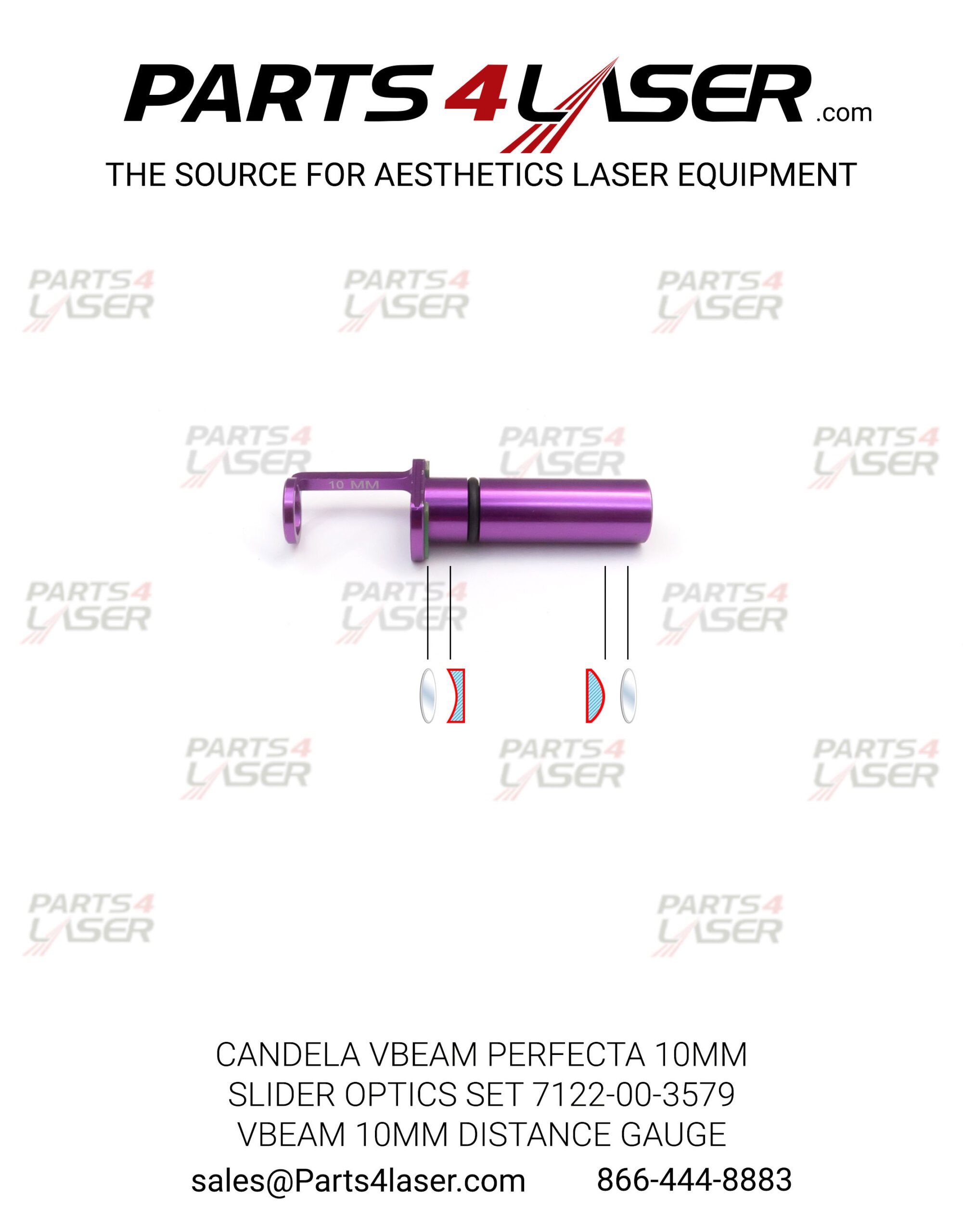 10MM SLIDER OPTICS SET 7122-00-3579 FOR CANDELA® VBEAM PERFECTA, 10mm DISTANCE GAUGE CAOP1274, B28