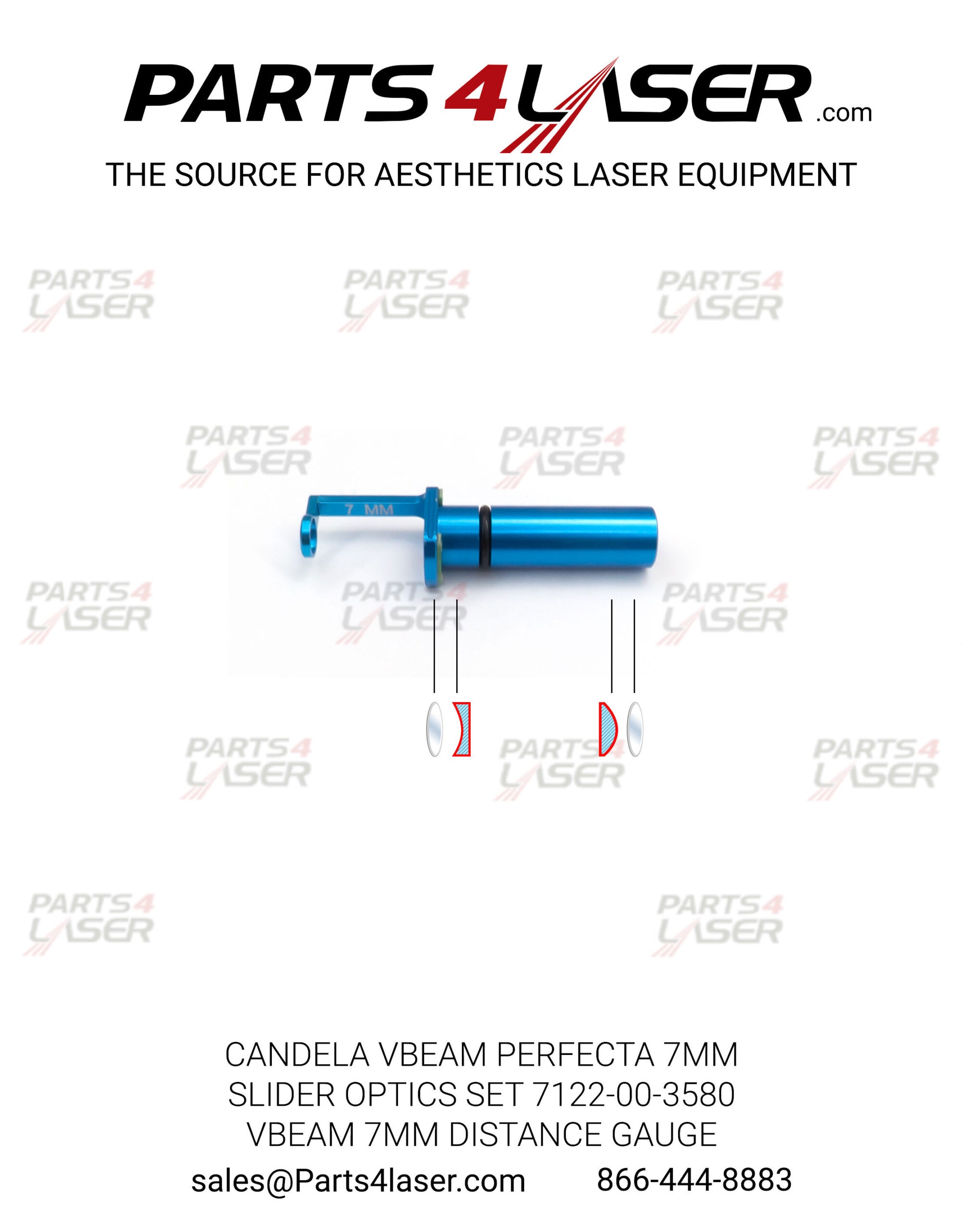 7MM SLIDER OPTICS SET 7122-00-3580 FOR CANDELA VBEAM PERFECTA, 7mm DISTANCE GAUGE , CAOP1273 B28