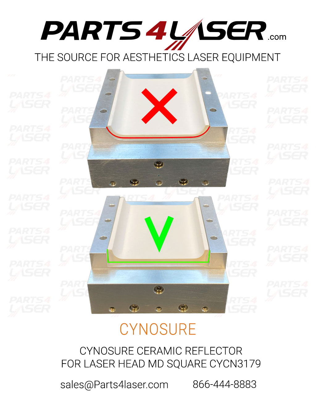 CYNOSURE CERAMIC REFLECTOR FOR LASER HEAD MD SQUARE CYCN3179 - Image 2