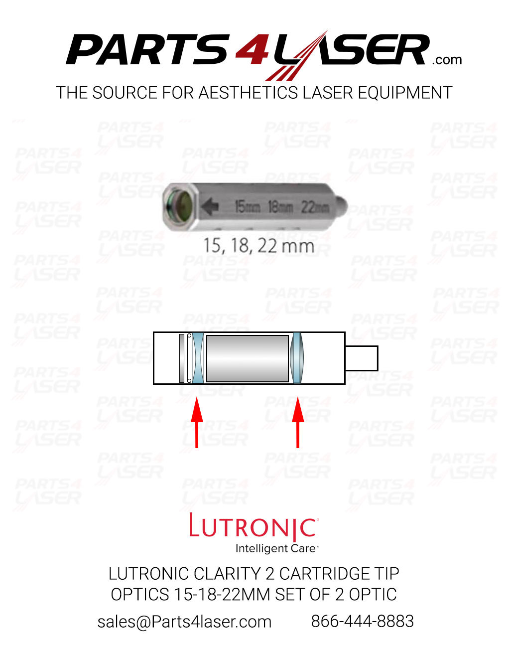 LUTRONIC CLARITY 2 SLIDER CARTRIDGE TIP OPTICS 15-18-22MM SET OF 2 OPTIC LTOP3565