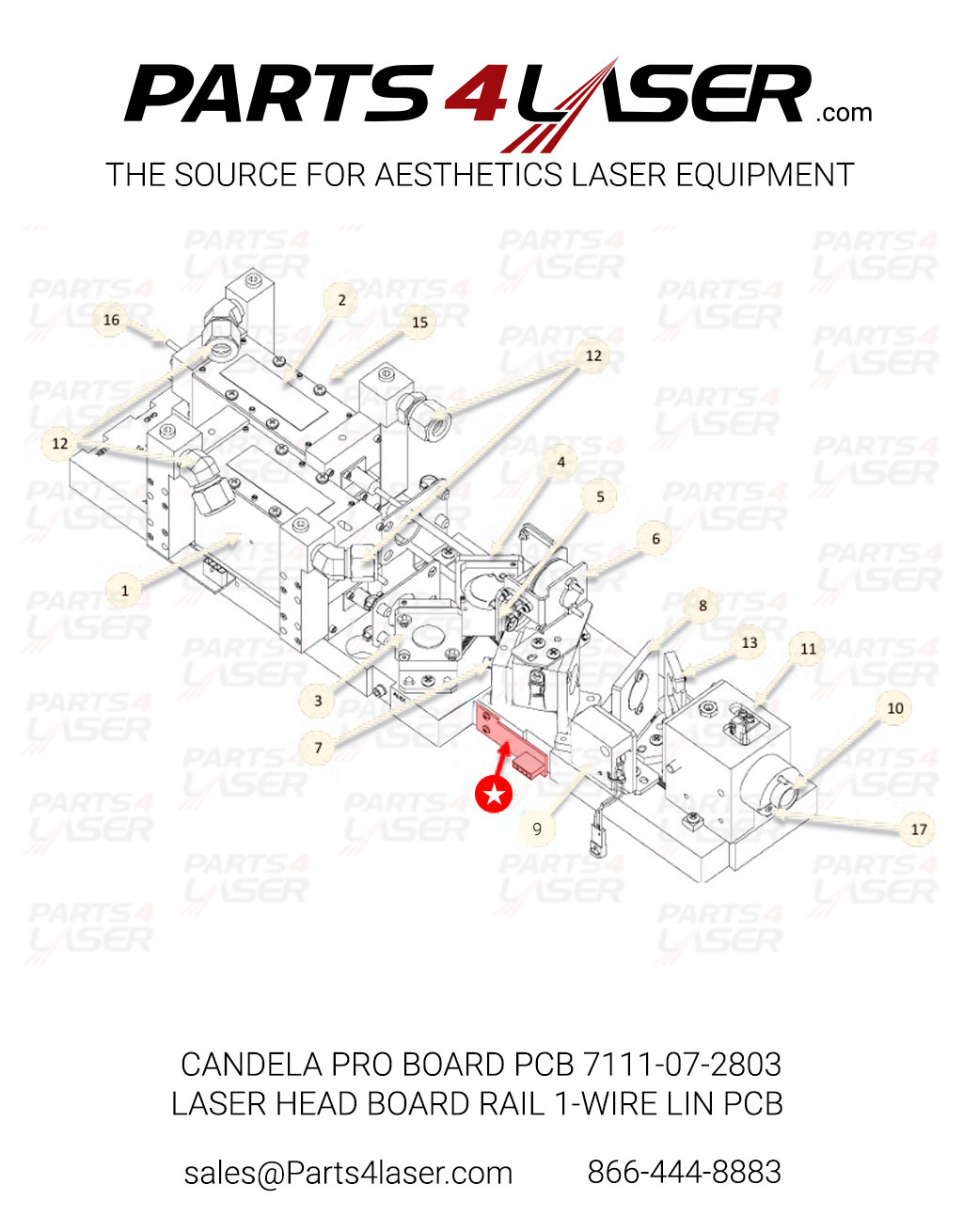 CANDELA PRO PLUS, GMPP BOARD PCB 7111-07-2803 LASER HEAD BOARD RAIL CAPC3749-RAIL - Image 6