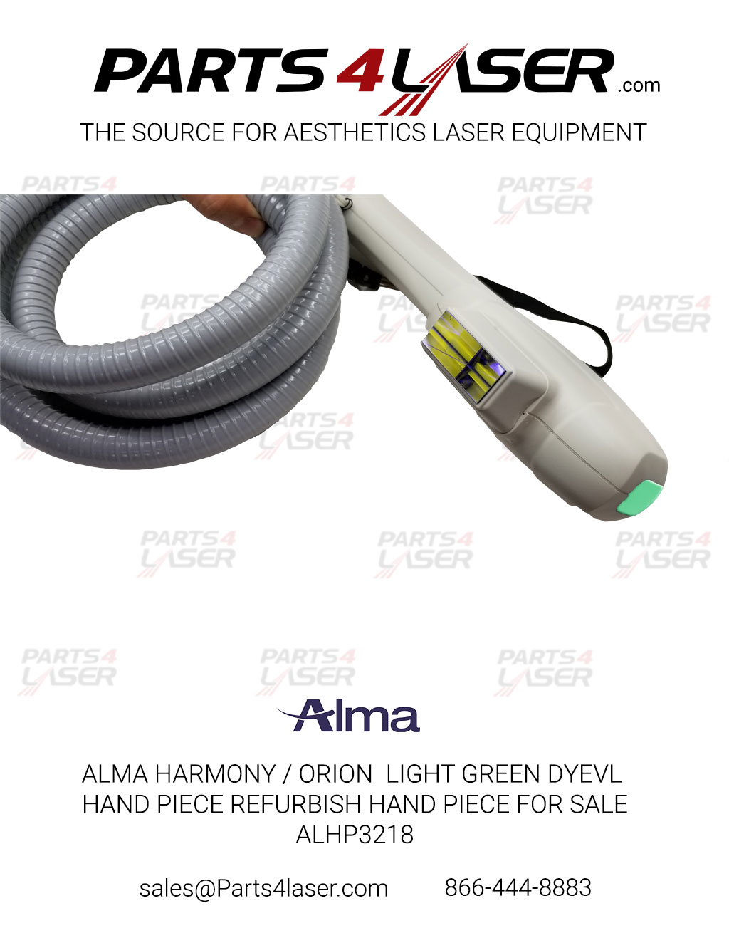 ALMA HARMONY XL DYE VL COOLED 3 CM 450-600NM HANDPIECE (LIGHT GREEN) FOR SALE - Image 7