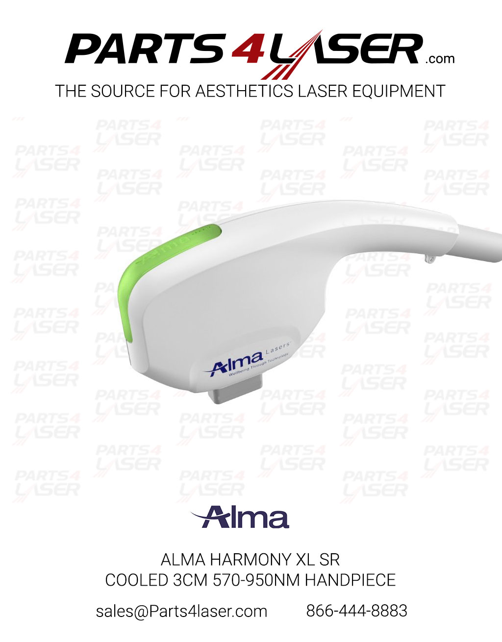 ALMA HARMONY XL DYE VL COOLED 3 CM 450-600NM HANDPIECE (LIGHT GREEN) FOR SALE