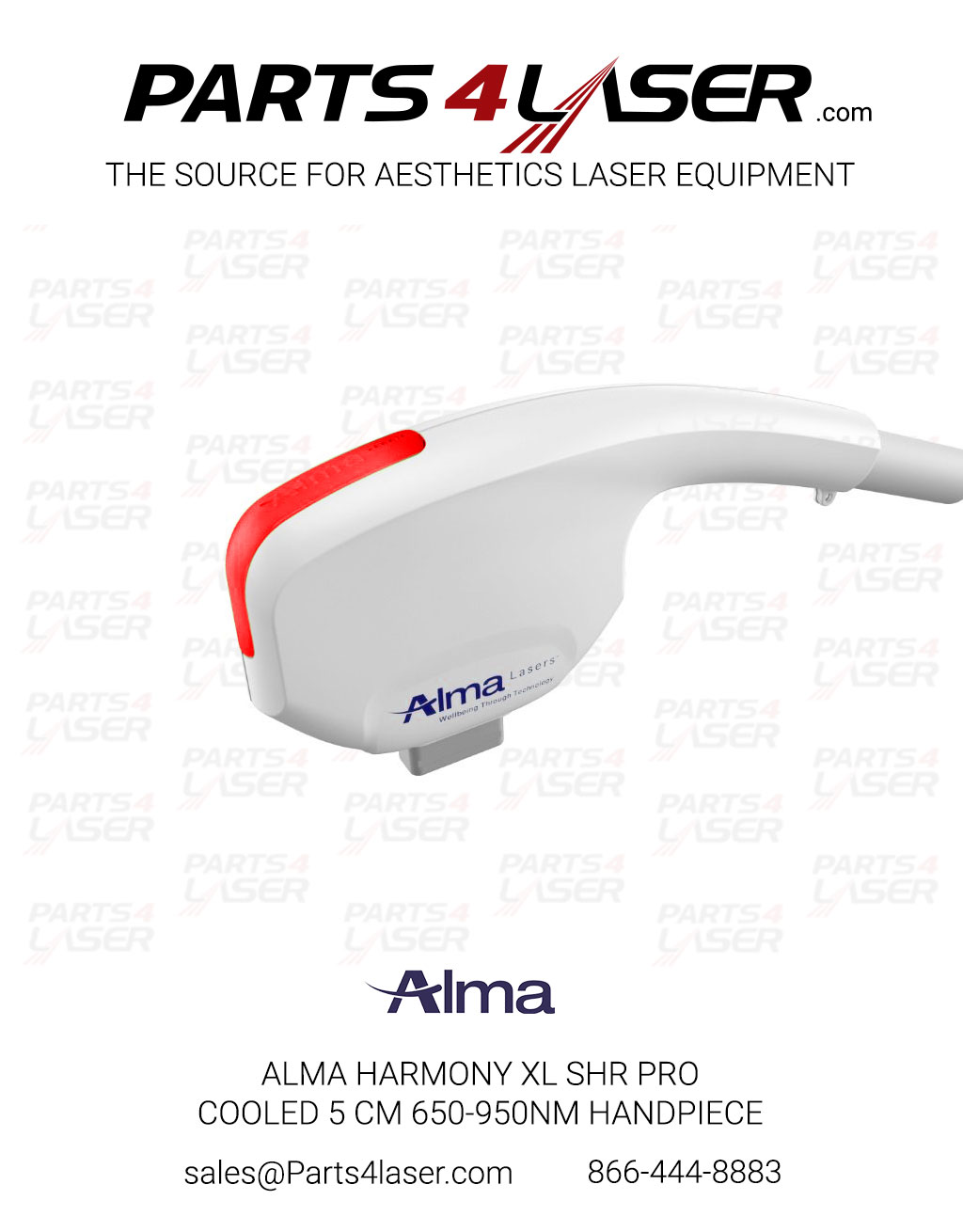ALMA HARMONY XL SHR PRO COOLED 5 CM 650-950NM HANDPIECE (RED) FOR SALE