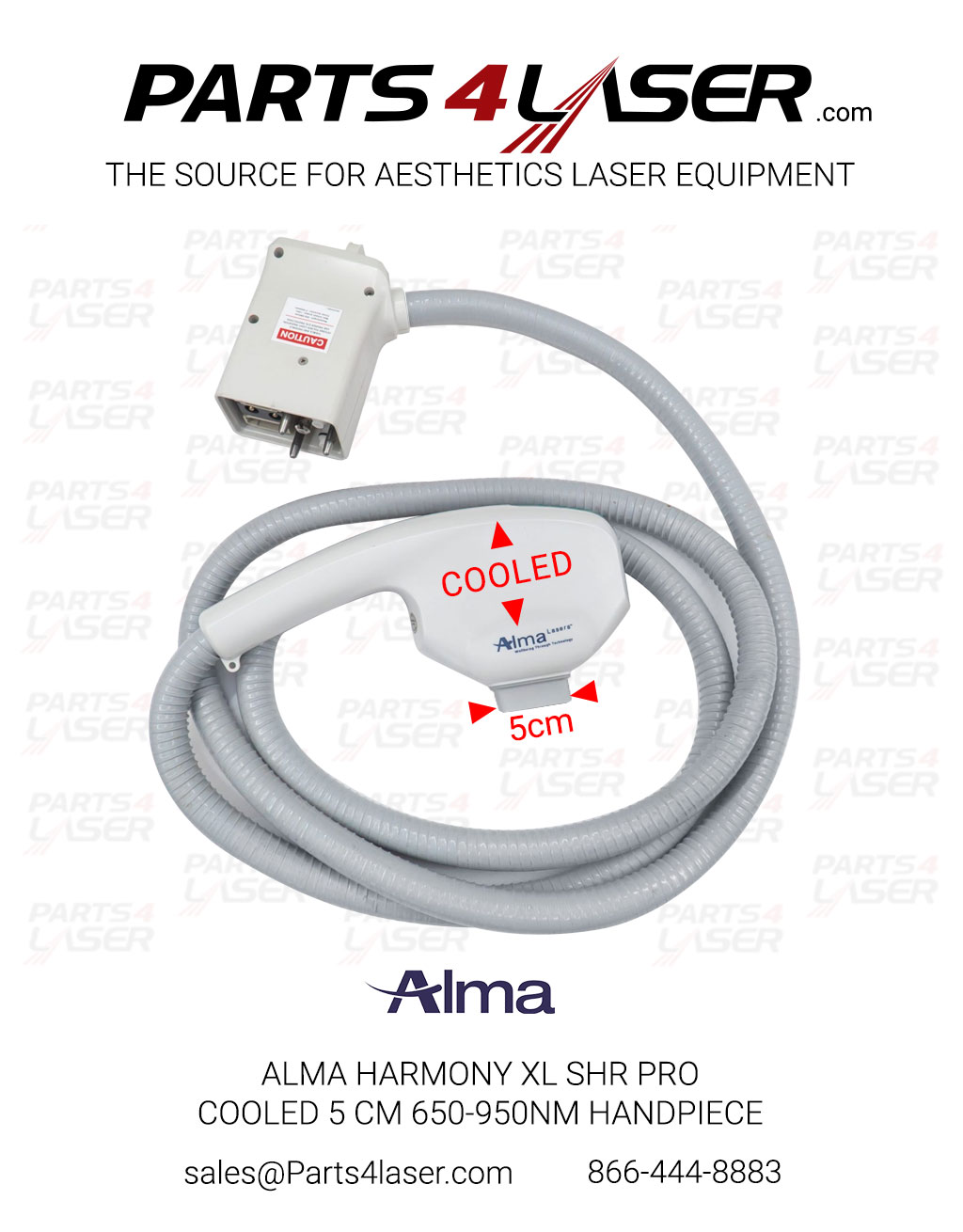 ALMA HARMONY XL SHR PRO COOLED 5 CM 650-950NM HANDPIECE (RED) FOR SALE - Image 3