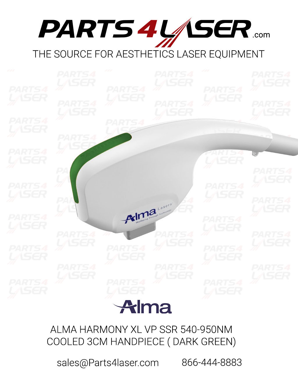 ALMA HARMONY XL VP SSR COOLED 540-950NM 3CM HANDPIECE ( DARK GREEN) REPAIR AND REFURBISH YOUR HAND PIECE