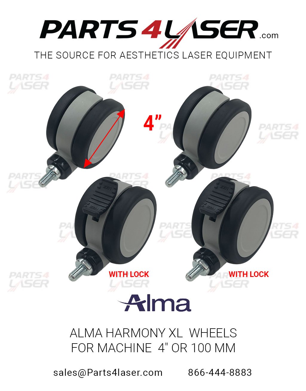 ALMA HARMONY XL WHEELS FOR MACHINE 4″ or 100 mm , SET OF 4 WHEELS - Image 2