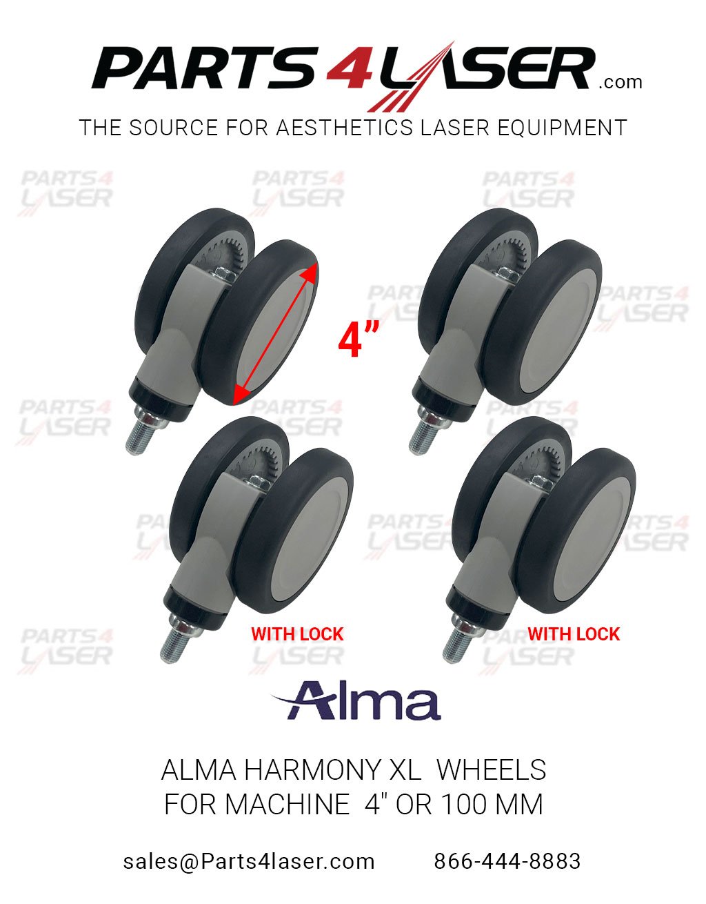 ALMA HARMONY XL WHEELS FOR MACHINE 4″ or 100 mm , SET OF 4 WHEELS - Image 3