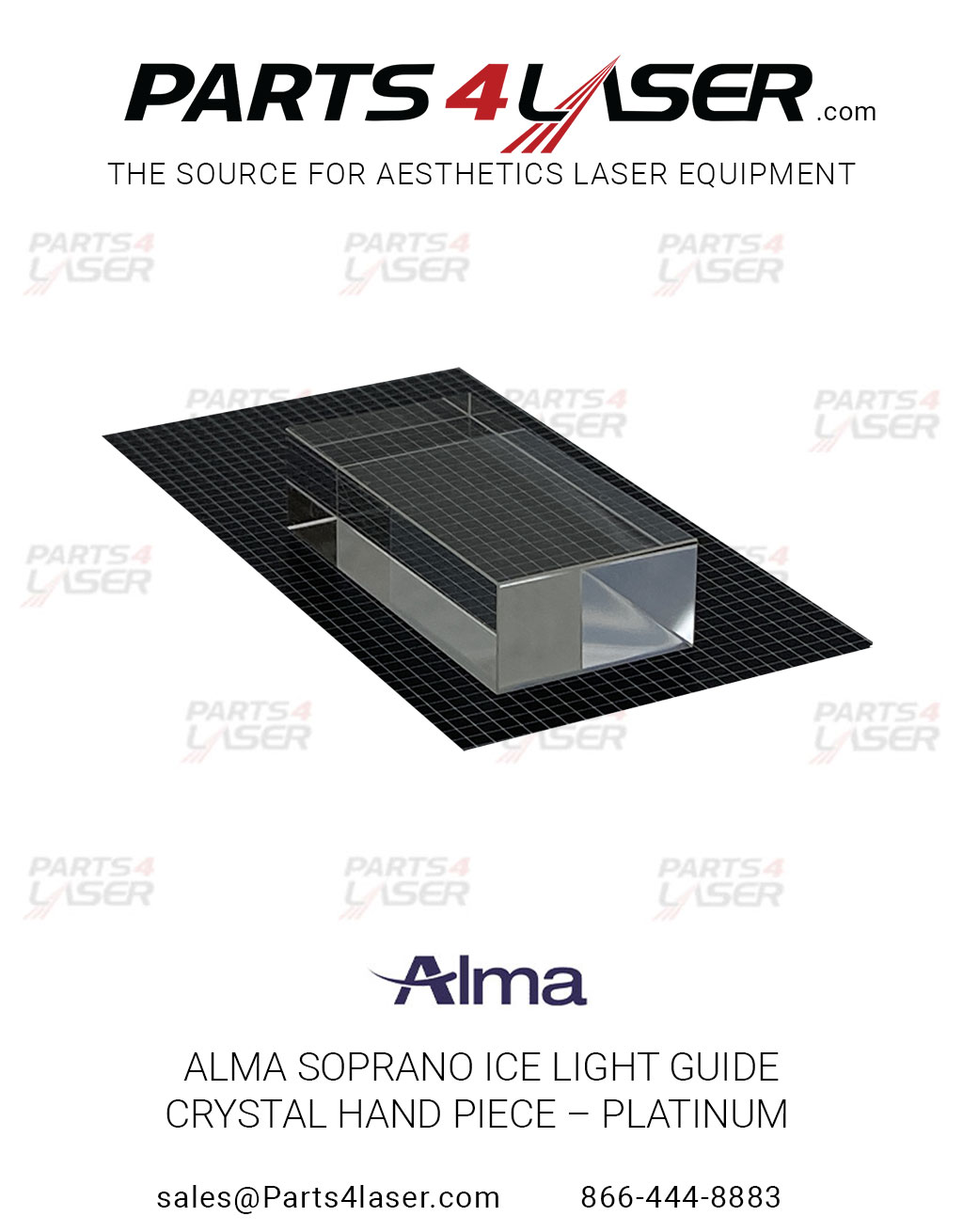 ALMA SOPRANO ICE LIGHT GUIDE CRYSTAL HAND PIECE - Platinum ALOP1055