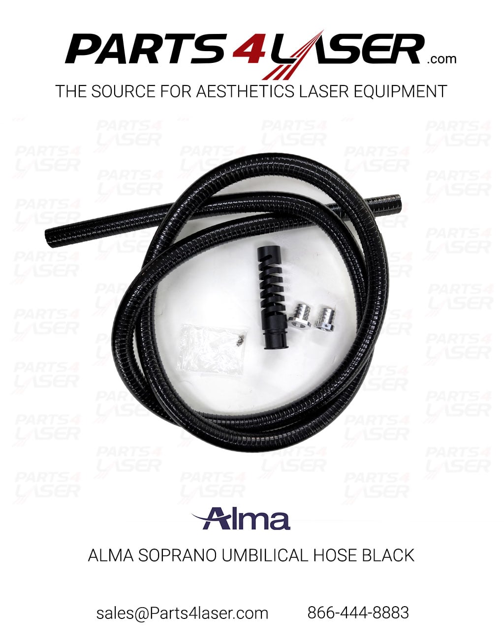 ALMA SOPRANO ICE PLATINUM UMBILICAL HOSE WITH RELIEF BLACK NO WIRES ALCN3447