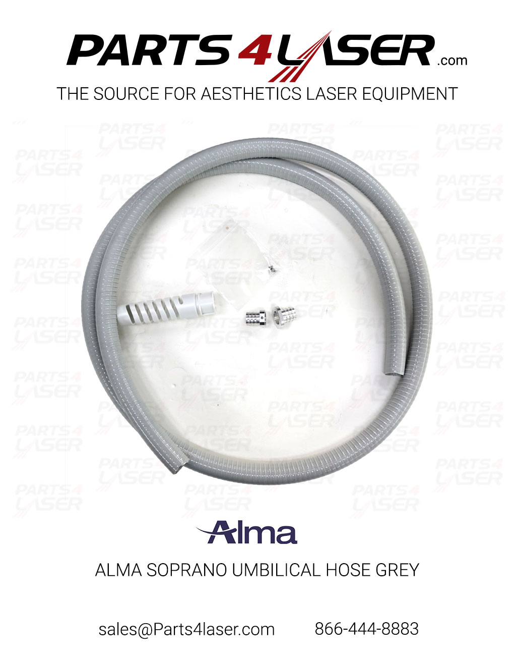 ALMA SOPRANO UMBILICAL WITH 2 METAL AND RELIEF GREY - HOSE ONLY. NO WIRE NO TUBE ALCN3446