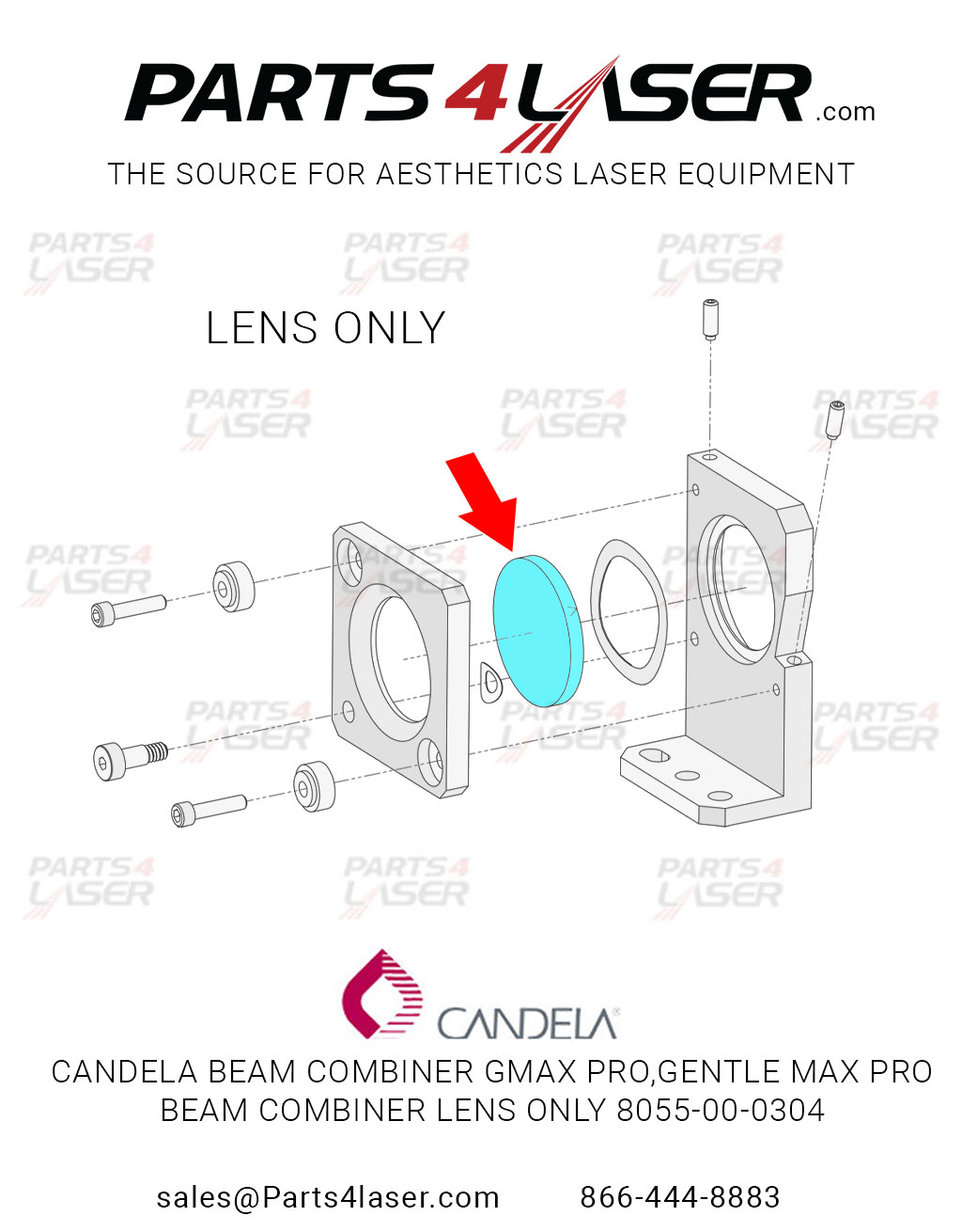 CANDELA BEAM COMBINER GMAX PRO,GENTLE MAX PRO BEAM COMBINER LENS ONLY 8055-00-0304 CAOP1249 #20