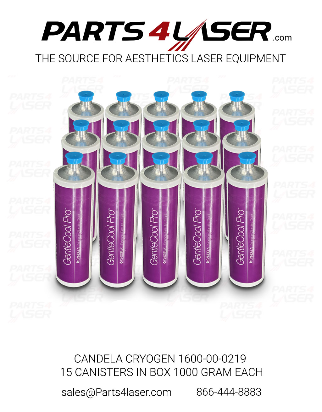 CANDELA CRYOGEN 1600-00-0219 15 CANISTERS IN BOX 1000 GRAM EACH CACN3503