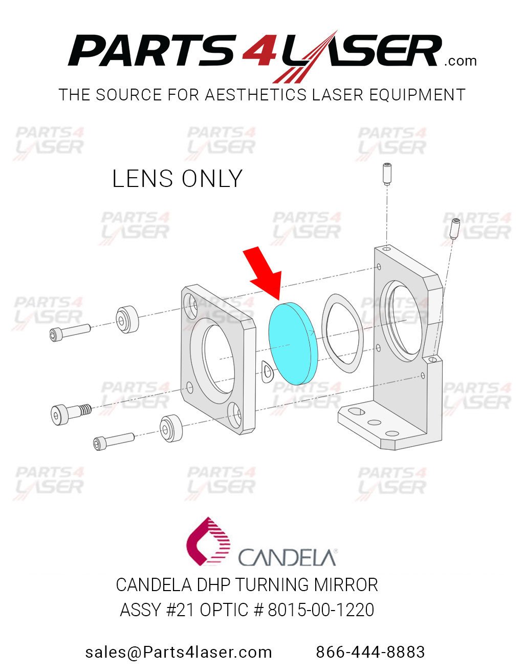 CANDELA TURNING MIRROR GMAX PRO,GENTLE MAX PRO TURNING MIRROR 8015-00-1220 GPRO #21 CAOP1253