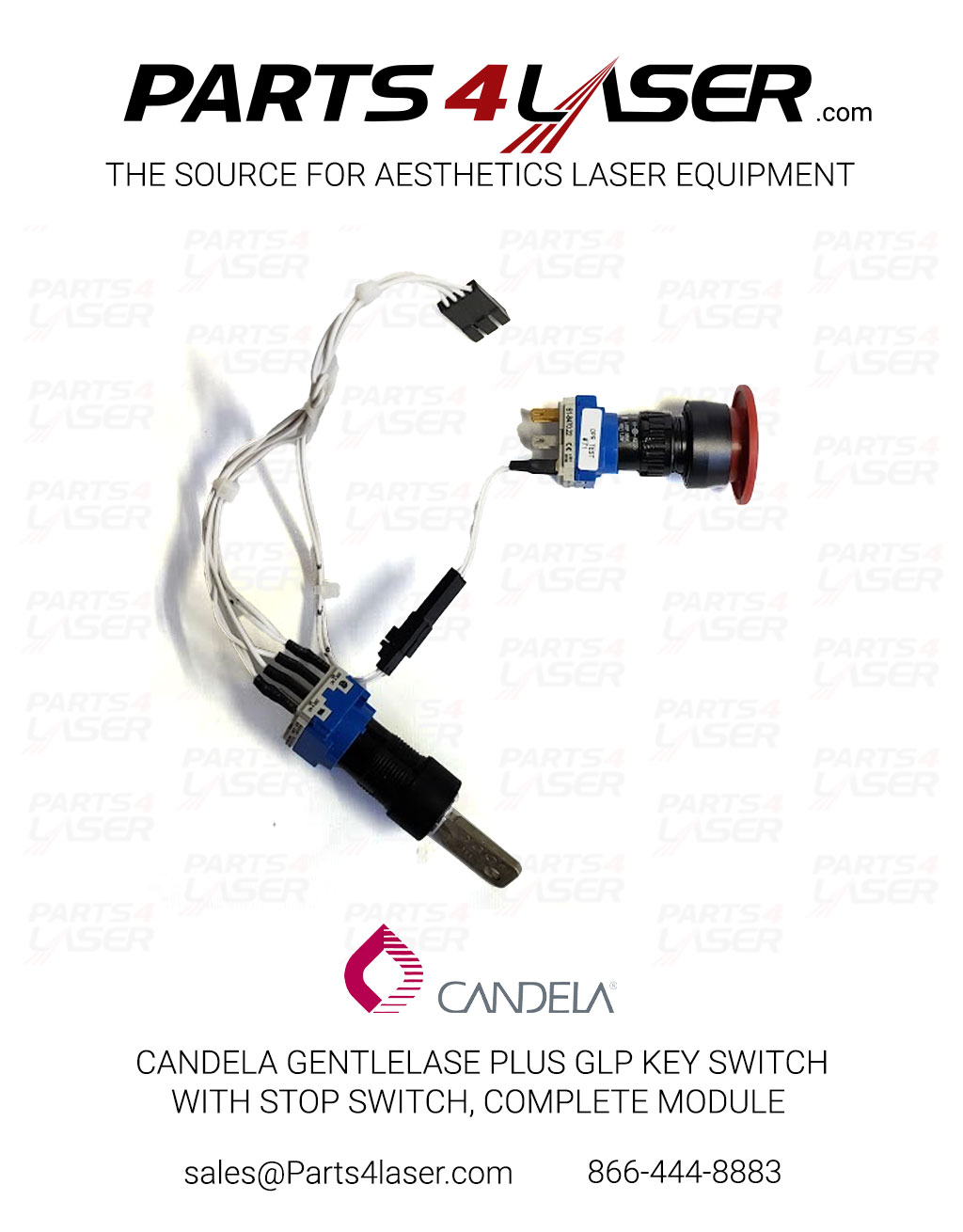 CANDELA GENTLELASE PLUS GLP KEY SWITCH WITH STOP SWITCH, COMPLETE MODULE CACN1339 F63