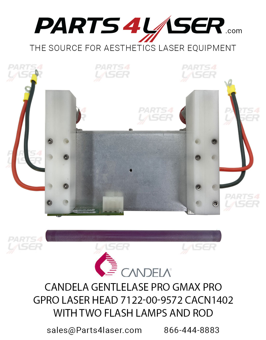 CANDELA PRO ALEX LASER HEAD 7122-00-9572 CALH3435 WITH TWO FLASH LAMPS AND ROD - Image 5
