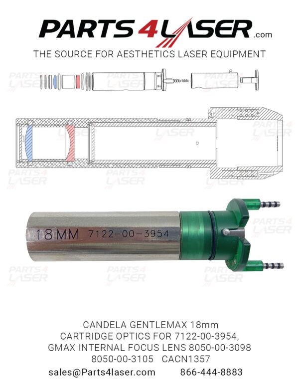 CANDELA GENTLEMAX 18mm CARTRIDGE OPTICS FOR 7122-00-3954, GMAX INTERNAL FOCUS LENS 8050-00-3098 , 8050-00-3105 CACN1357 B16
