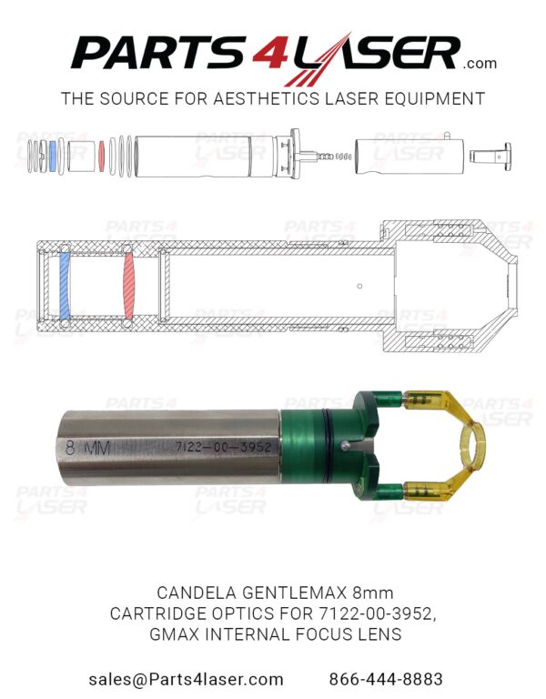 CANDELA GENTLEMAX GMAX CARTRIDGE 8MM 7122-00-3952 FOCUS LENS SET CAOP2798