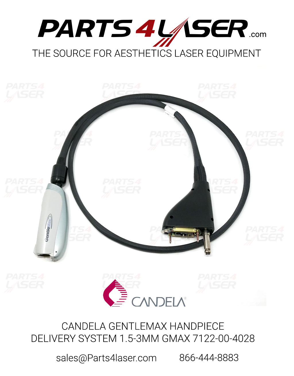 CANDELA GENTLEMAX HANDPIECE DELIVERY SYSTEM 1.5-3MM GMAX 7122-00-4028 REFURBISH