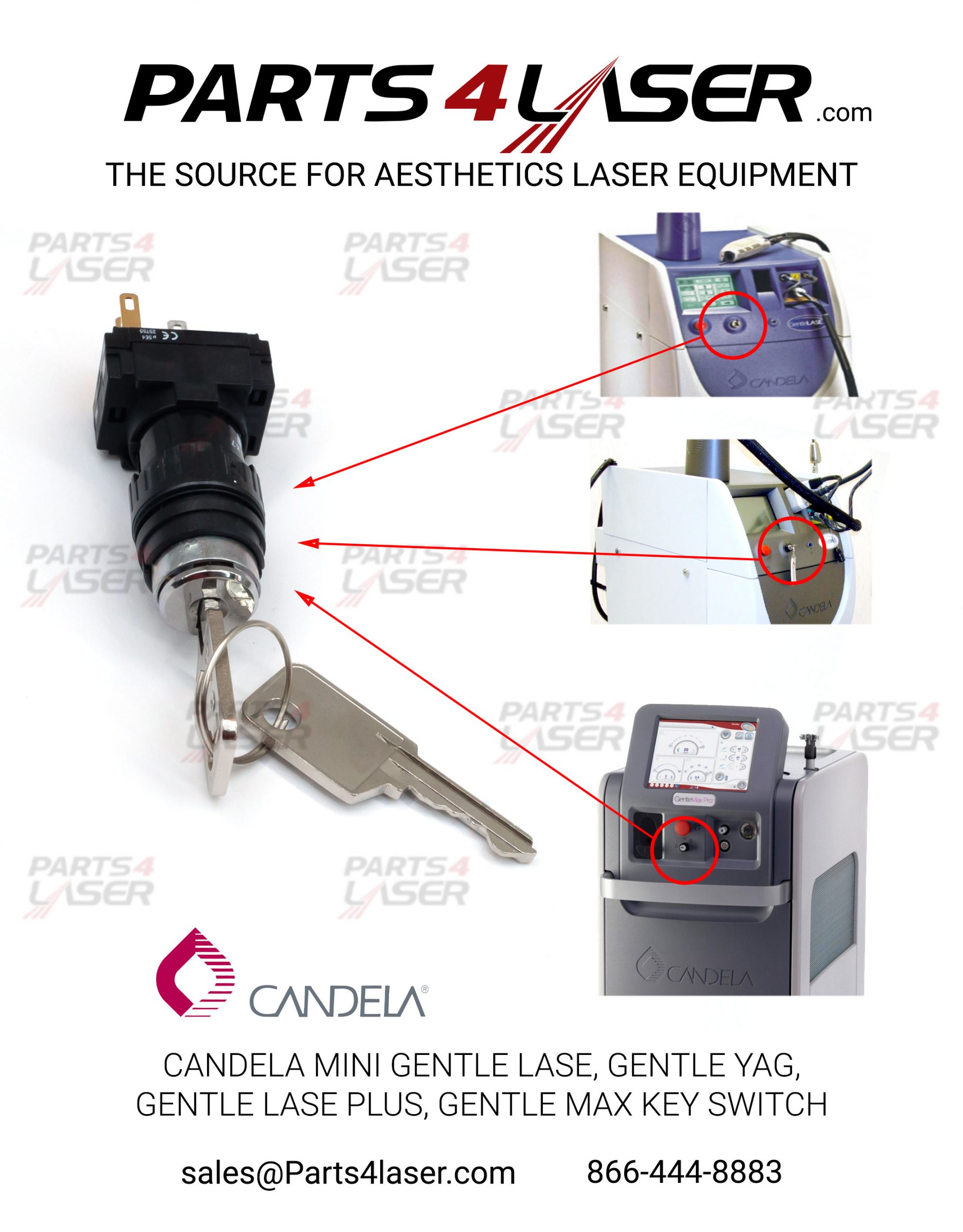 CANDELA MINI GENTLELASE MGL, GENTLEYAG MGY, GENTLE LASE PLUS GLP, GENTLE MAX PRO KEY SWITCH CACN1435 - C65