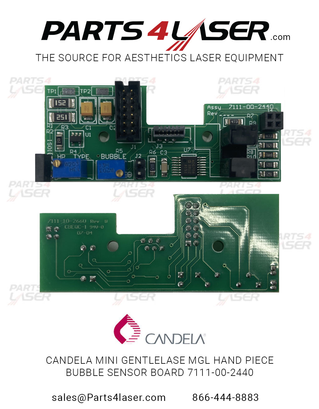 CANDELA MINI GENTLELASE MGL HAND PIECE BUBBLE SENSOR BOARD 7111-00-2440 ,7111-00-2660 ,CAPC2724 D87