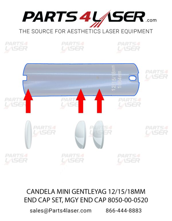CANDELA OPTICS SET FOR CANDELA MINI GENTLEYAG 12/15/18MM END CAP OPTICS LENS, MGY FOCUS LENS 8050-00-0520 , CAOP1465