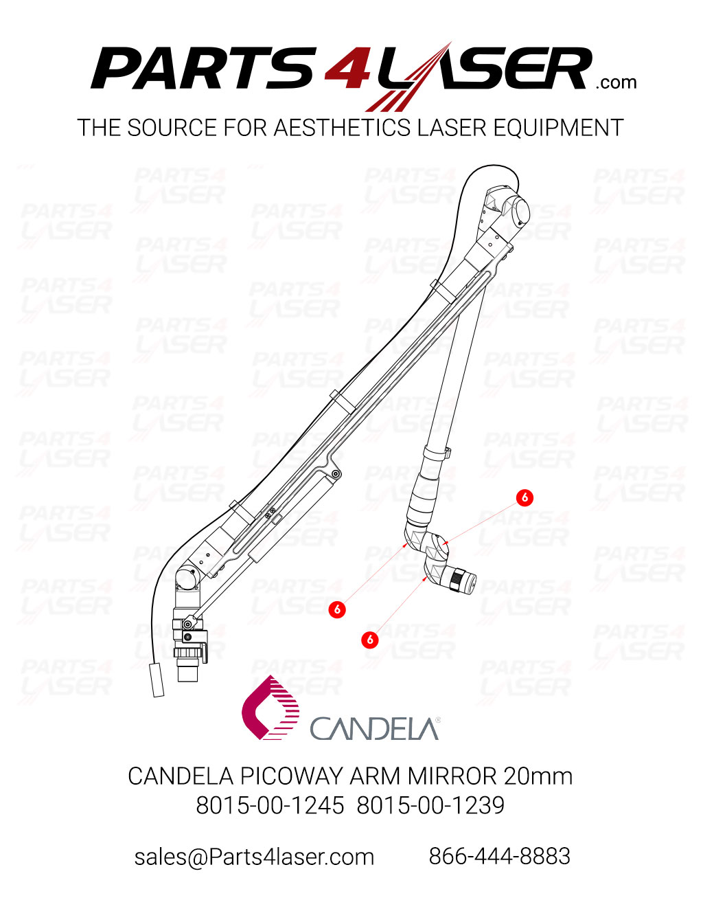 CANDELA PICOWAY ARM MIRROR 20MM 8015-00-1245 8015-00-1239 CAOP3007 B68 - Image 2