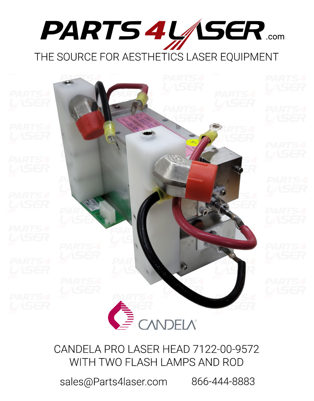 CANDELA PRO ALEX LASER HEAD 7122-00-9572 CALH3435 WITH TWO FLASH LAMPS AND ROD