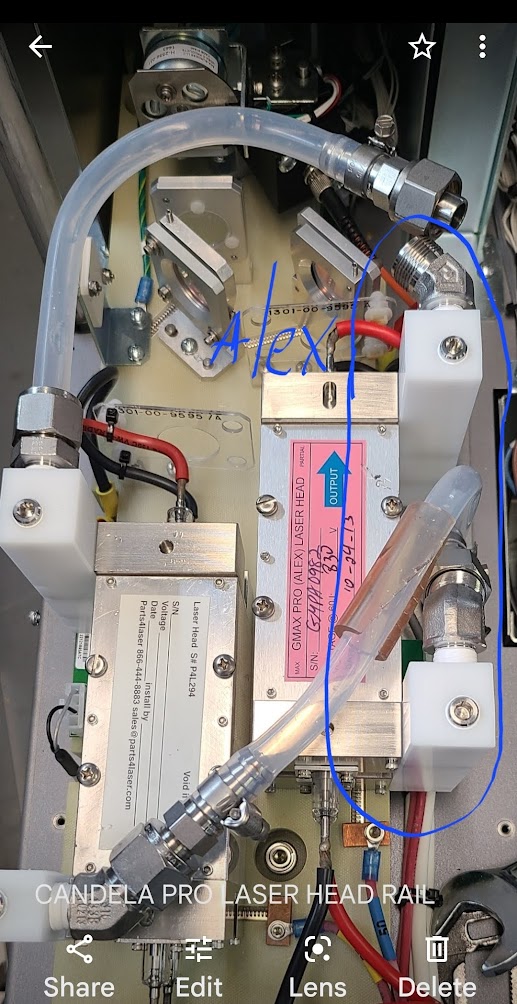 CANDELA PRO ALEX LASER HEAD 7122-00-9572 CALH3435 WITH TWO FLASH LAMPS AND ROD - Image 3