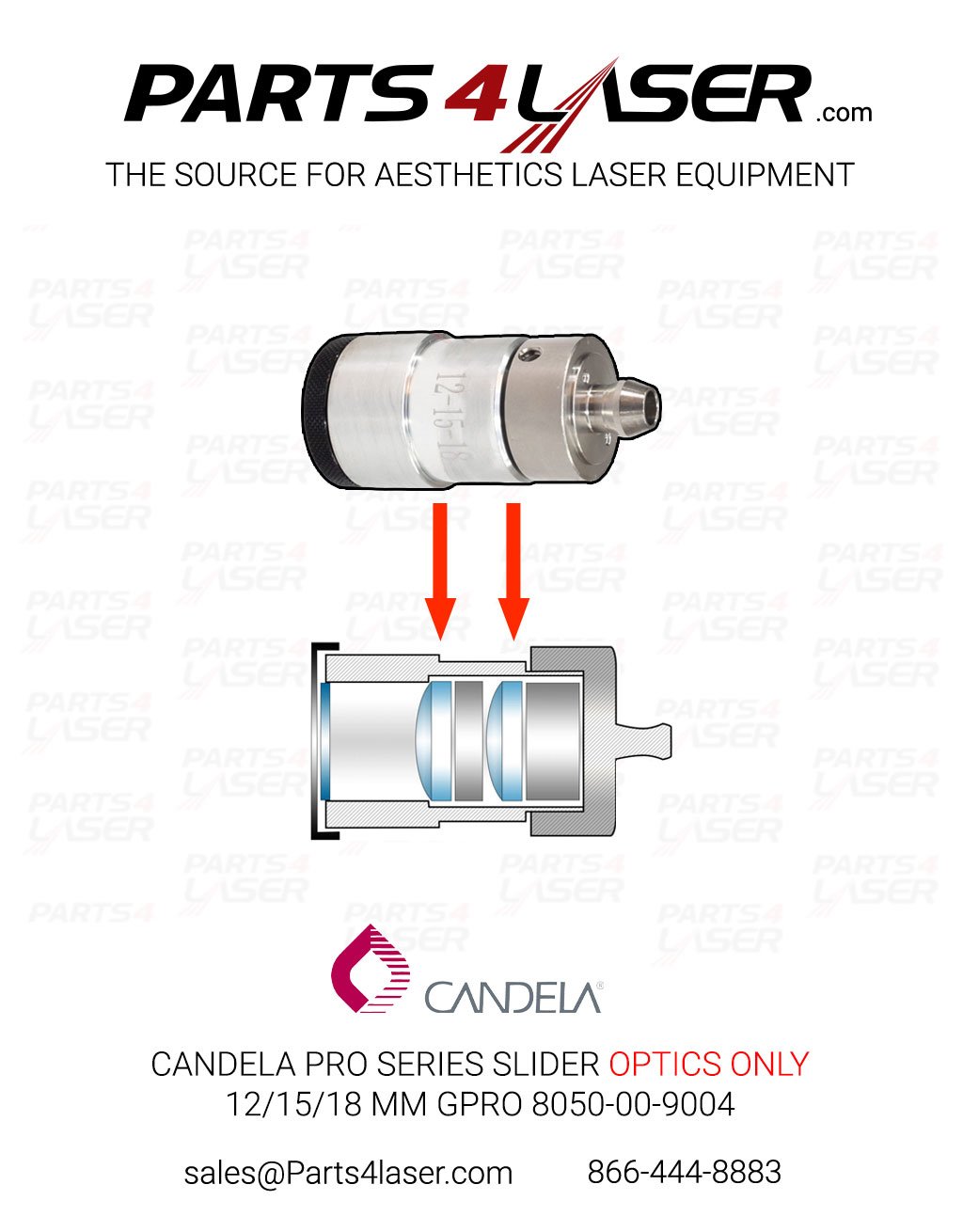 CANDELA PRO SERIES SLIDER OPTICS 12/15/18 MM GPRO 8050-00-9004 END CAP CAOP1247