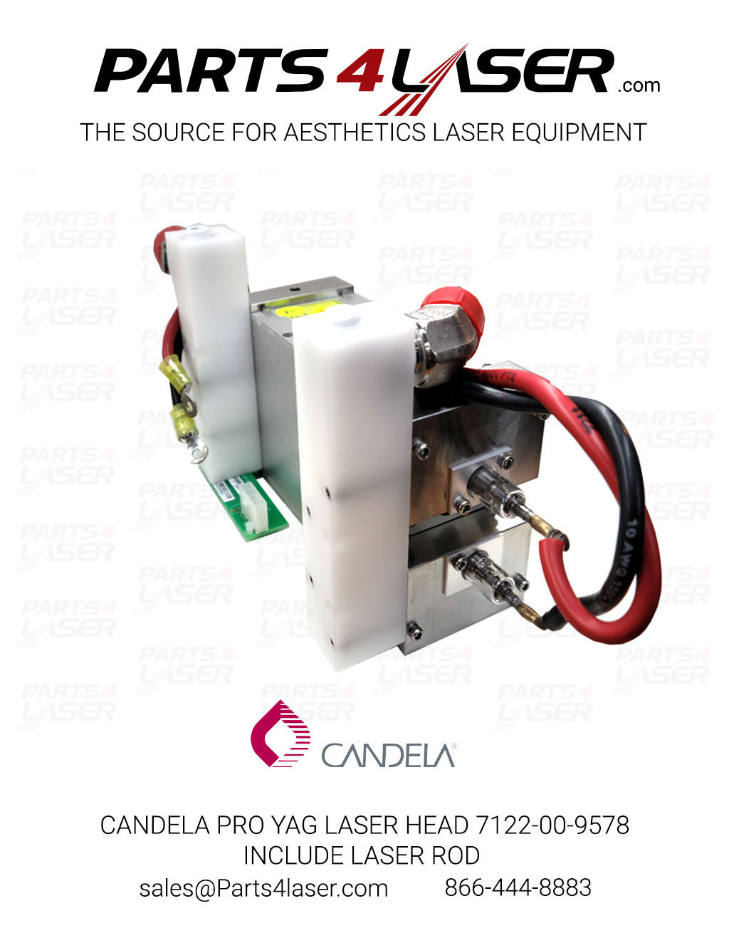 CANDELA GENTLELASE PRO GMAX PRO GPRO YAG LASER HEAD #22 7122-00-9578 CACN1402 WITH TWO FLASH LAMPS