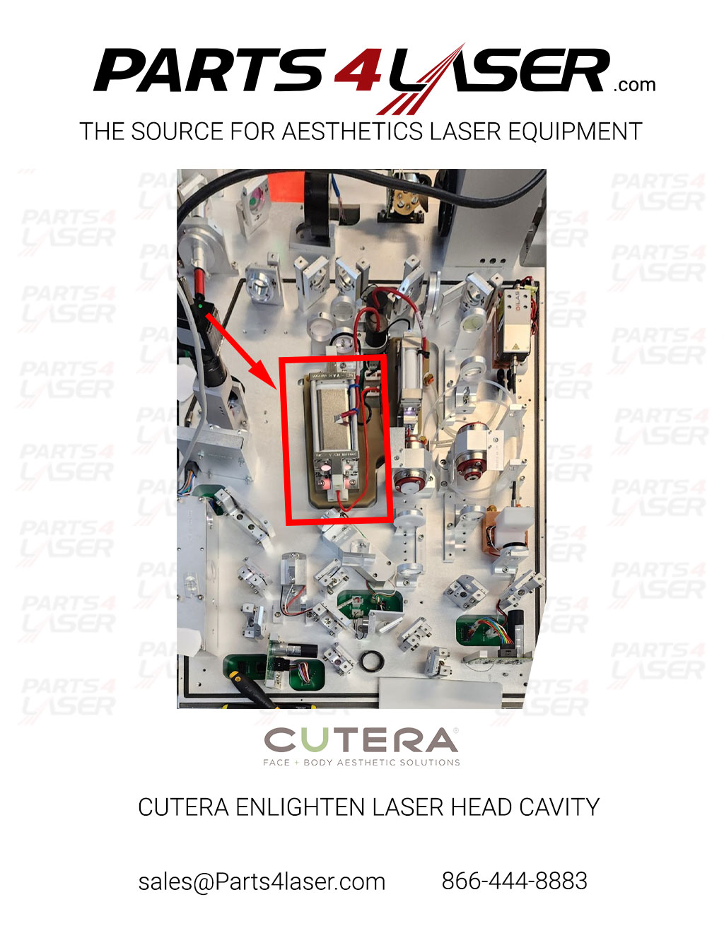 CUTERA ENLIGHTEN LASER HEAD CAVITY WITH 2 RODS AND LAMP 3004481 CULH3417 - Image 3