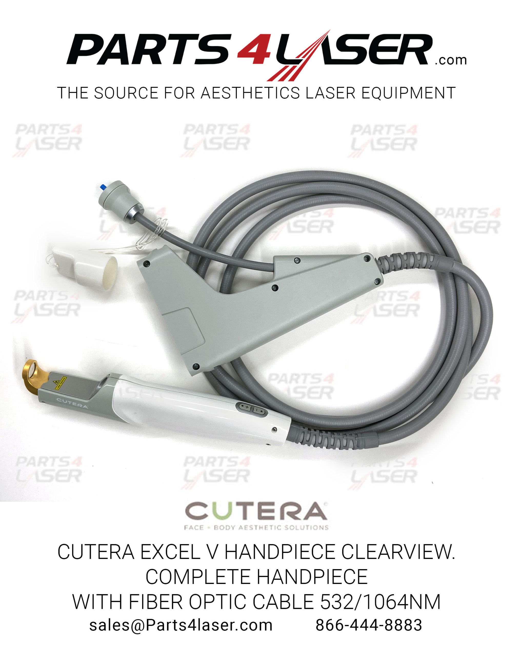 CUTERA EXCEL V HAND PIECE CLEARVIEW. COMPLETE HAND PIECE WITH FIBER OPTIC CABLE 532/1064NM CUHP2801