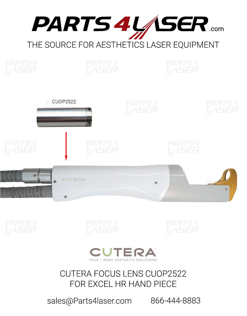 CUTERA FOCUS LENS L1 FOR EXCEL HR HAND PIECE WITH METAL BARREL SIT ON THE TIP OF FIBER CUOP2522-1 G1