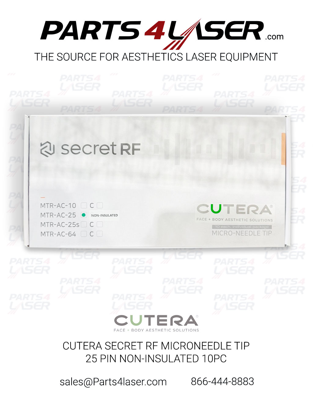 CUTERA SECRET RF MICRONEEDLE TIP 25 PIN NON INSULATED 10 PC MTR-AC-25 CUCN3736