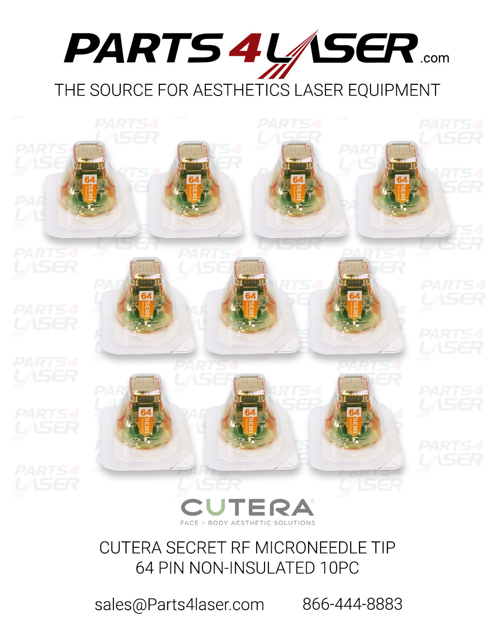 CUTERA SECRET RF MICRONEEDLE TIP 64 PIN SEMI INSULATED 10 PC MTR-AC-64 CUCN3735 - Image 4