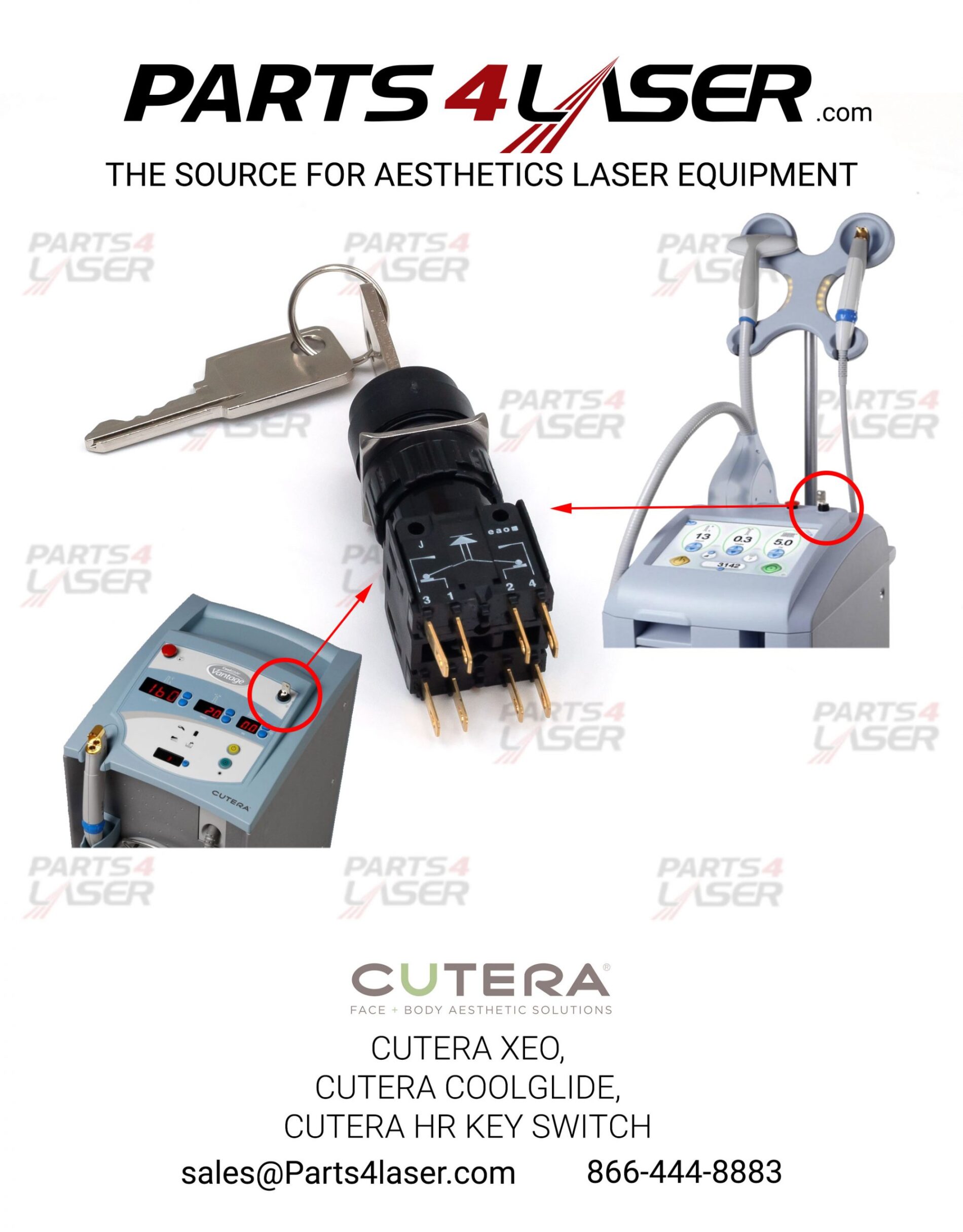 CUTERA XEO, CUTERA COOLGLIDE, CUTERA HR KEY SWITCH CUCN1631
