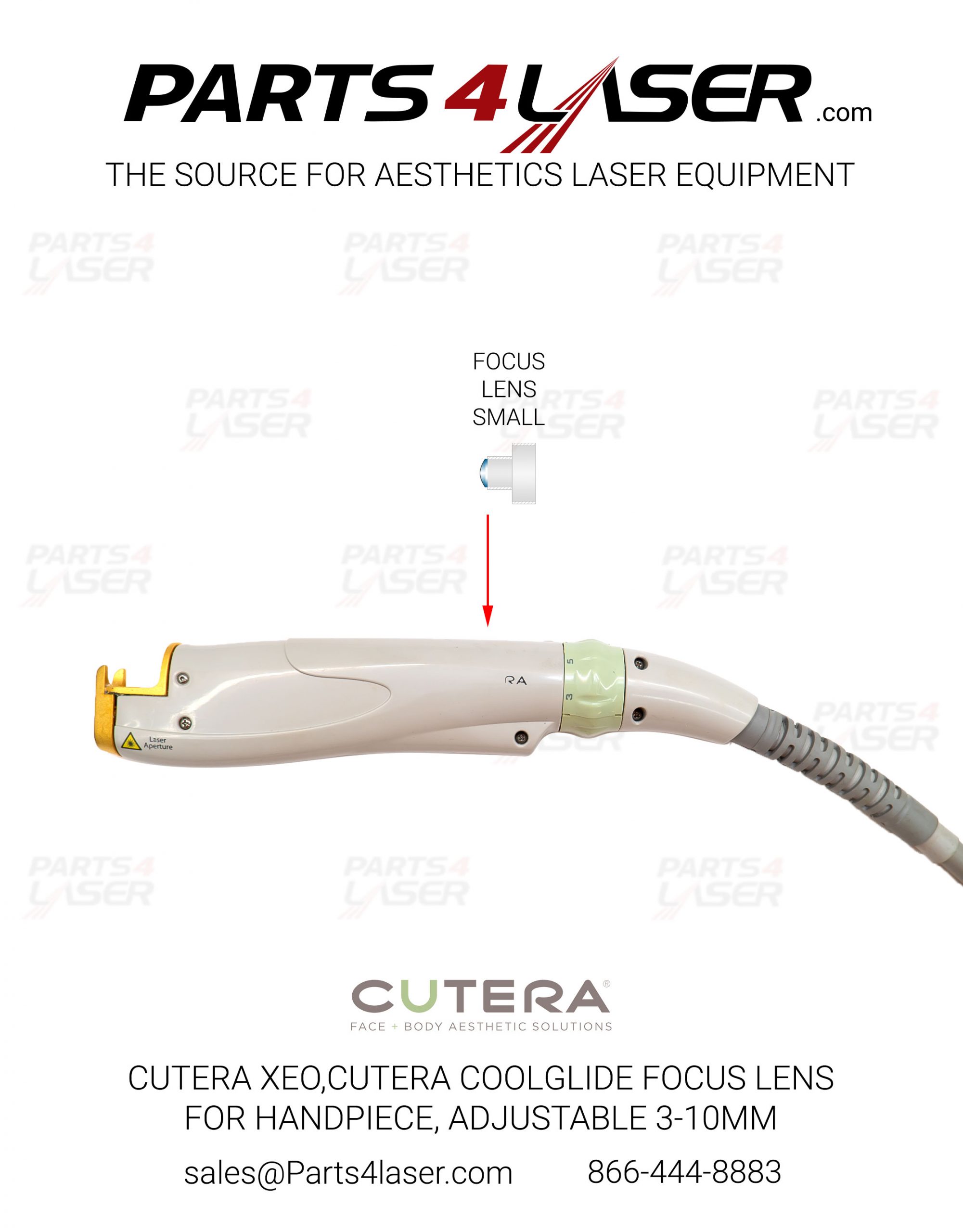 CUTERA XEO,CUTERA COOLGLIDE OPTIC FOCUS LENS FOR HANDPIECE, ADJUSTABLE 3-10mm SMALL FOCUS LENS CUOP1532