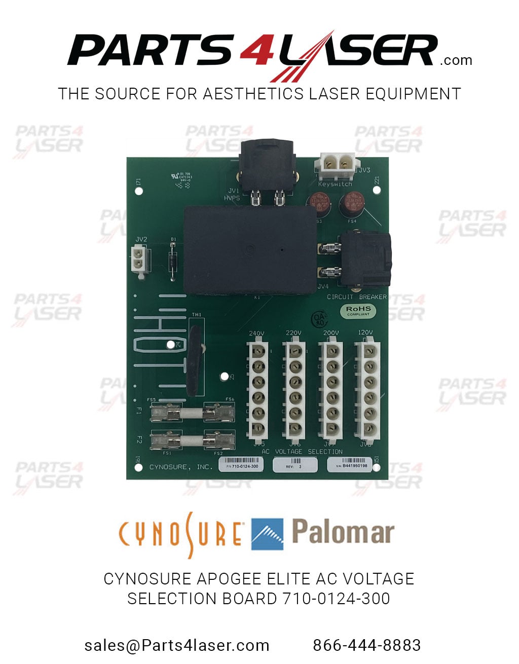 CYNOSURE APOGEE ELITE , ELITE PLUS AC VOLTAGE SELECTION BOARD 710-0124-300 , CYPC2909