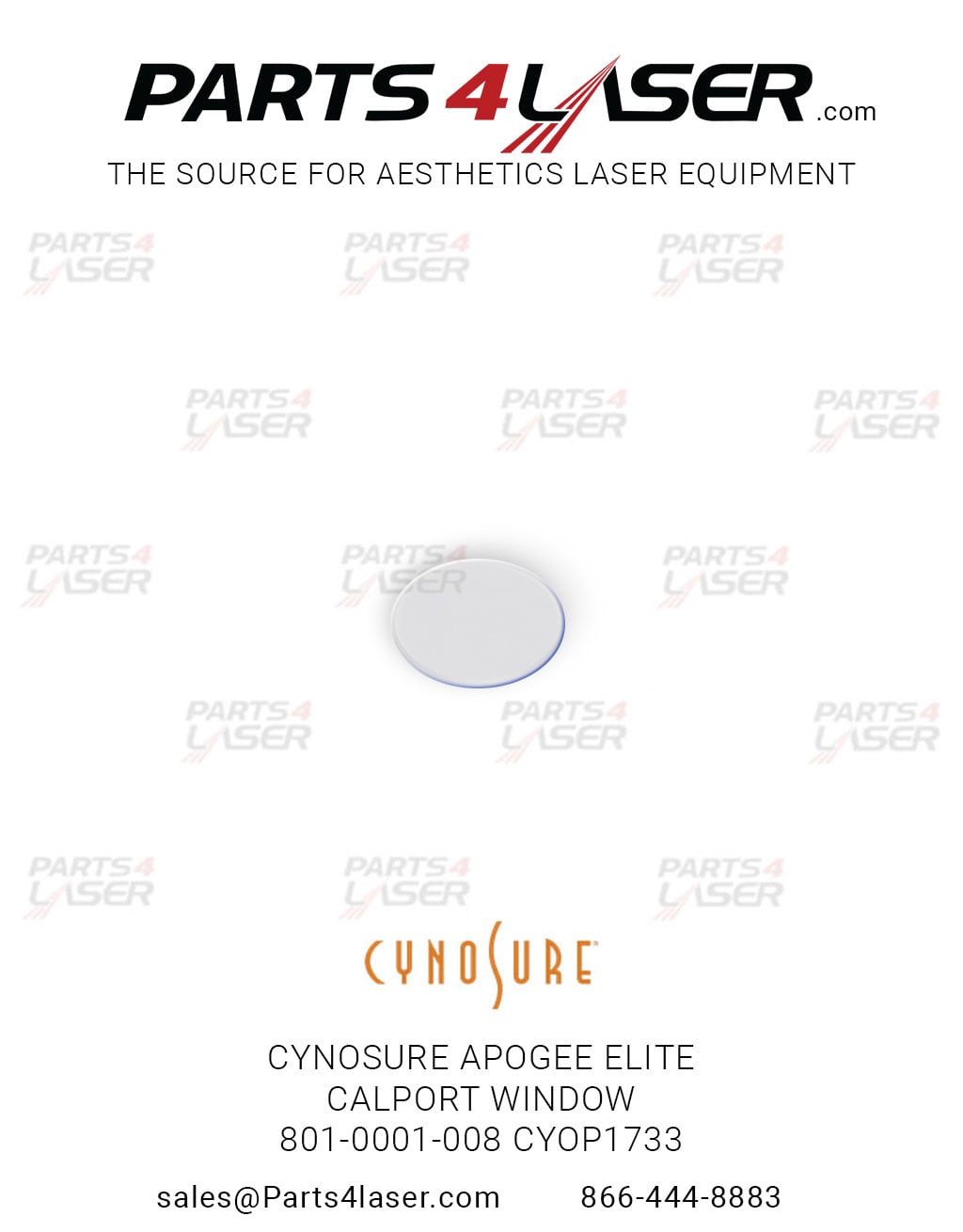 CYNOSURE APOGEE ELITE CALPORT WINDOW 801-0001-008 CYOP1733