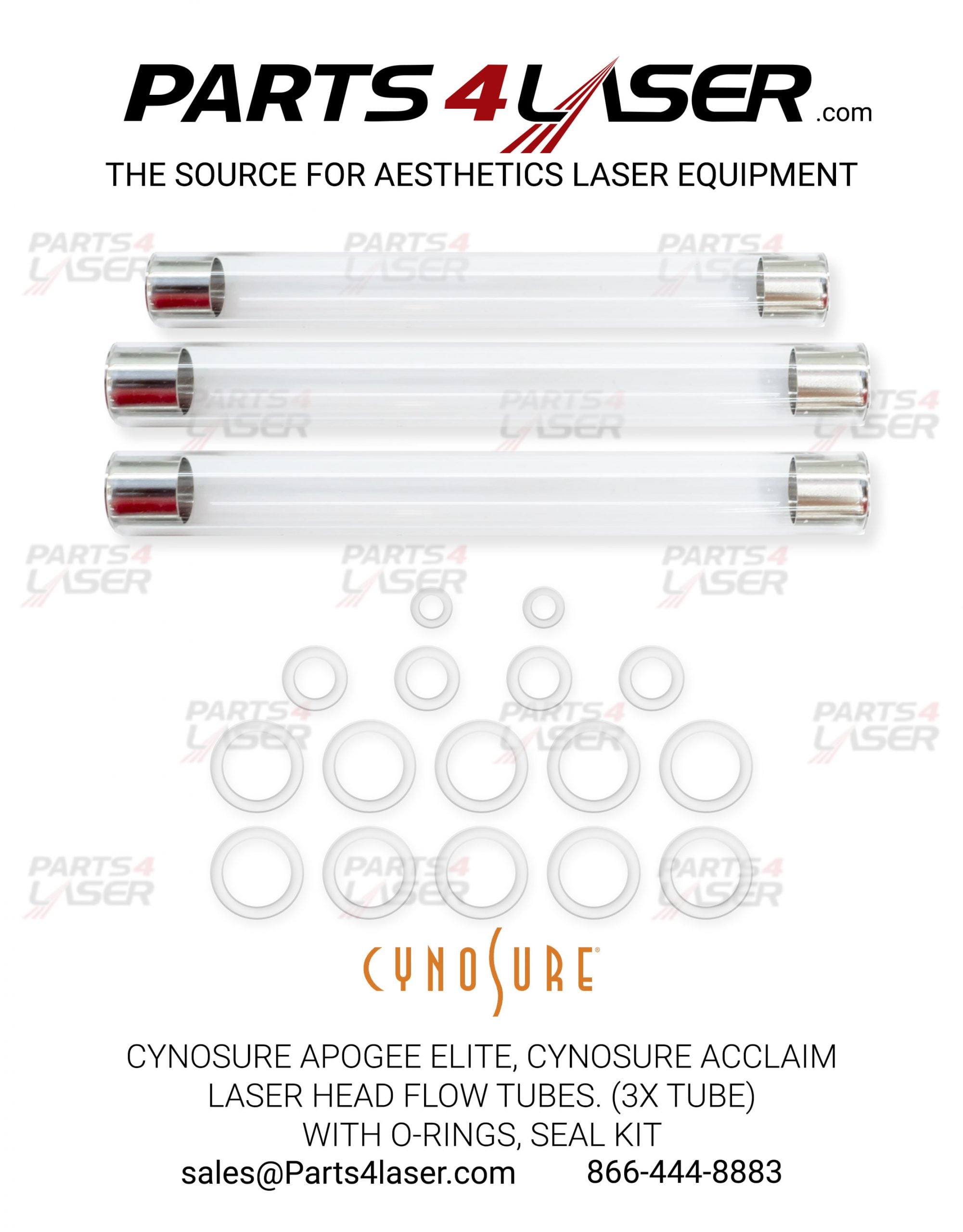CYNOSURE APOGEE ELITE, CYNOSURE ACCLAIM LASER HEAD FLOW TUBES. (3X TUBE) WITH O-RINGS, SEAL KIT, CYCN1872