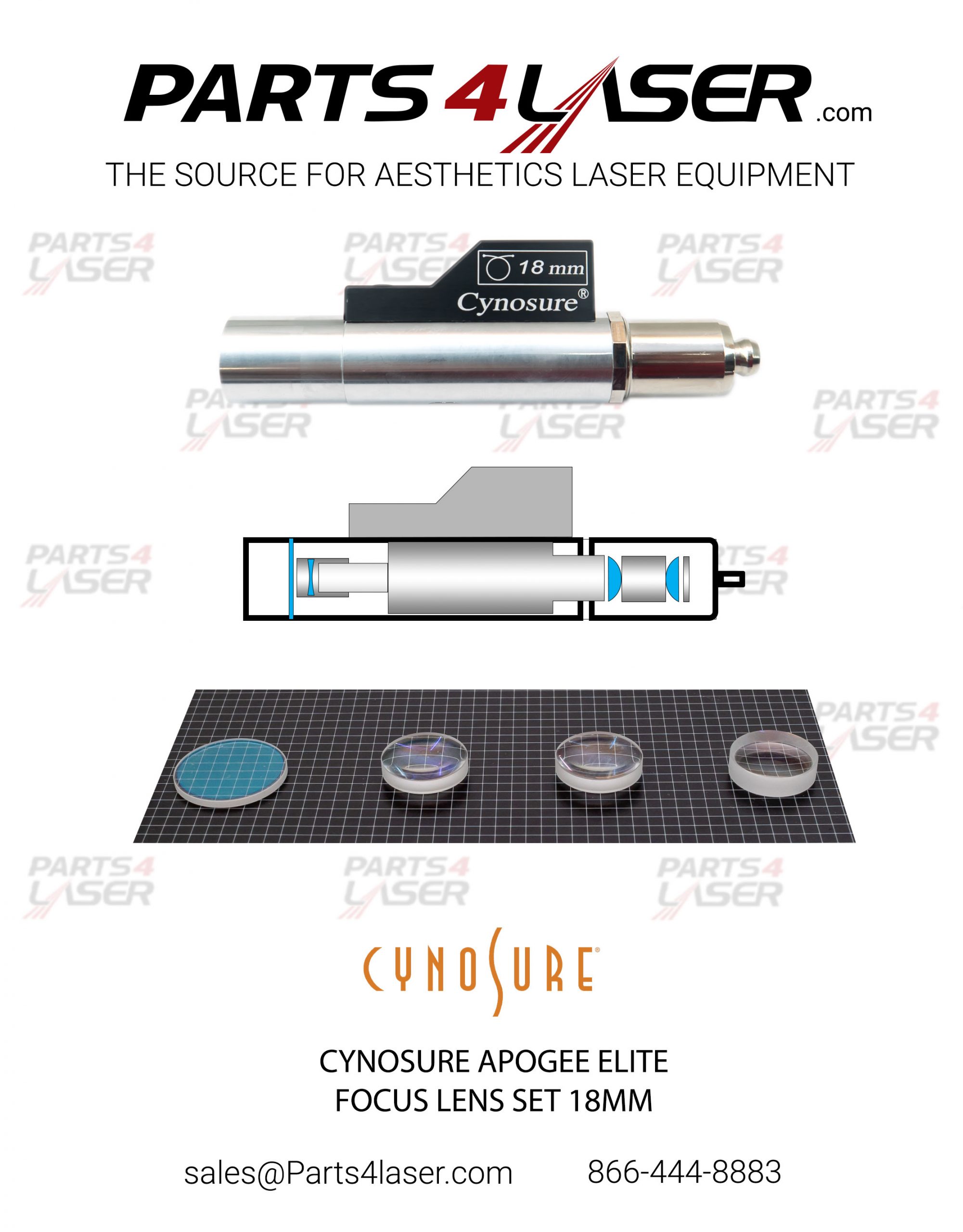 CYNOSURE APOGEE ELITE, ELITE PLUS AND MPX FOCUS LENS 18MM OPTICS KIT CYOP1758