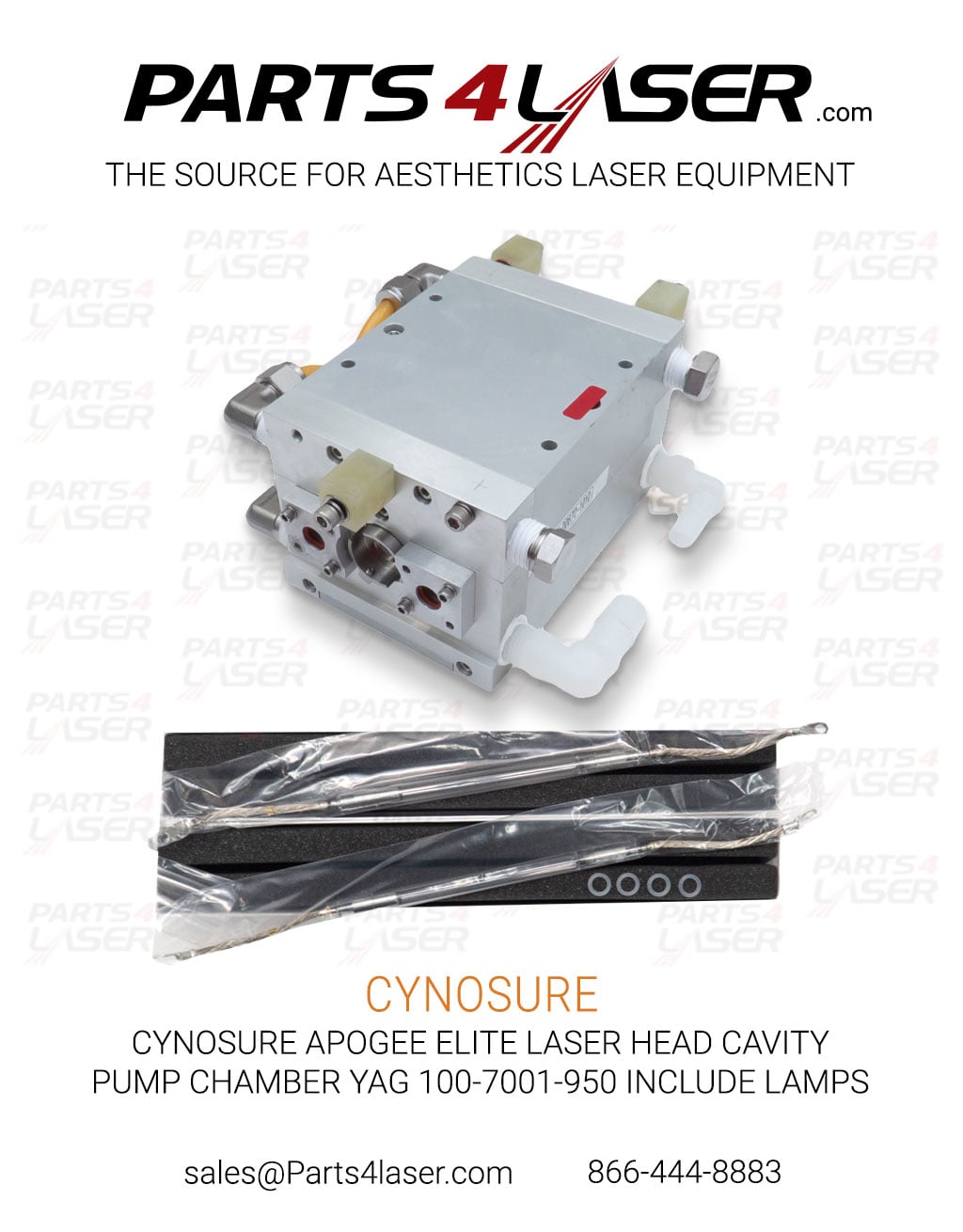 CYNOSURE APOGEE ELITE LASER HEAD CAVITY PUMP CHAMBER YAG 100-7001-950 INCLUDE LAMPS CYLH1851