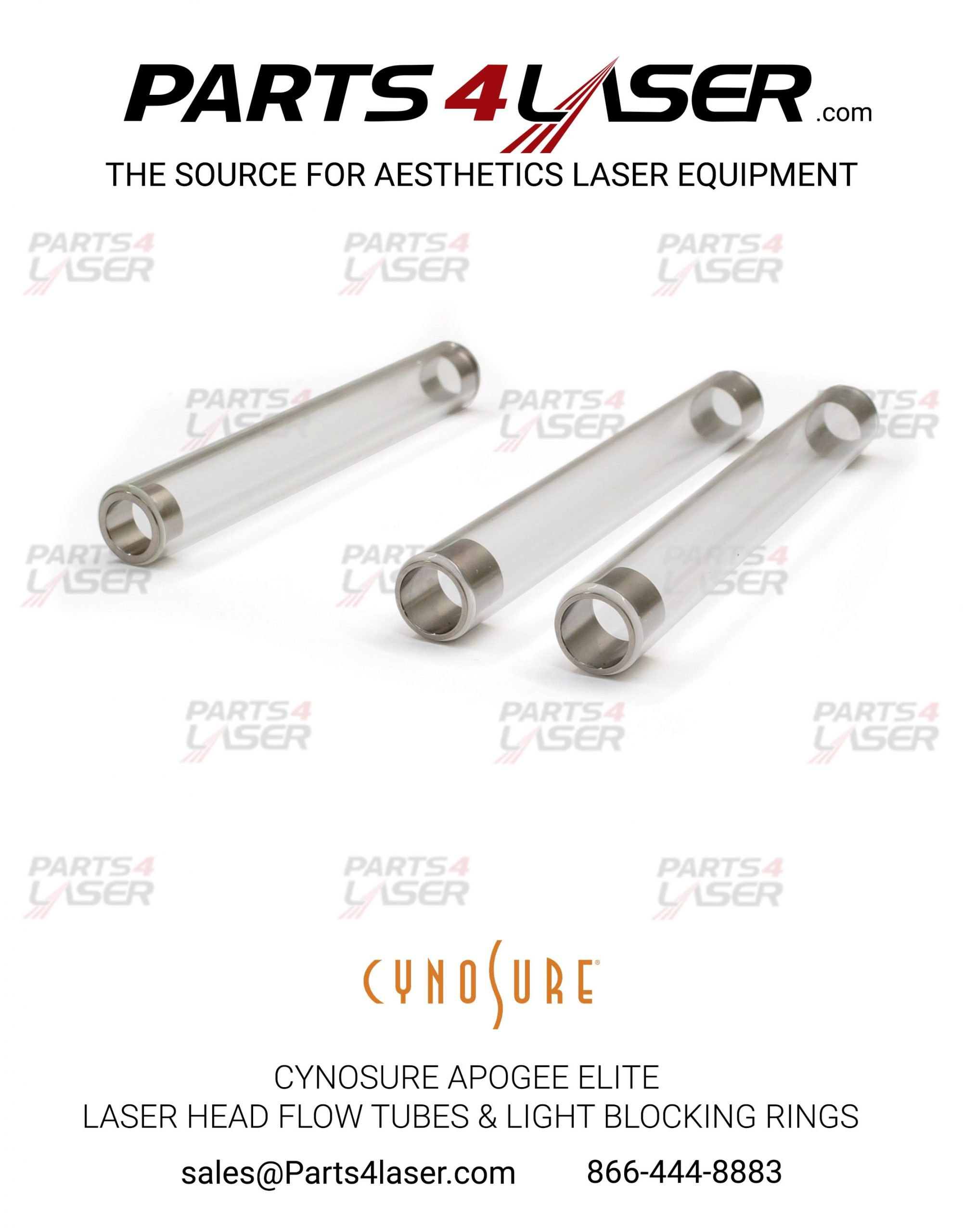 CYNOSURE APOGEE ELITE MD, ACCLAIM LASER HEAD LAMPS FLOW TUBES, LIGHT BLOCKING RINGS D43 CYCN1842
