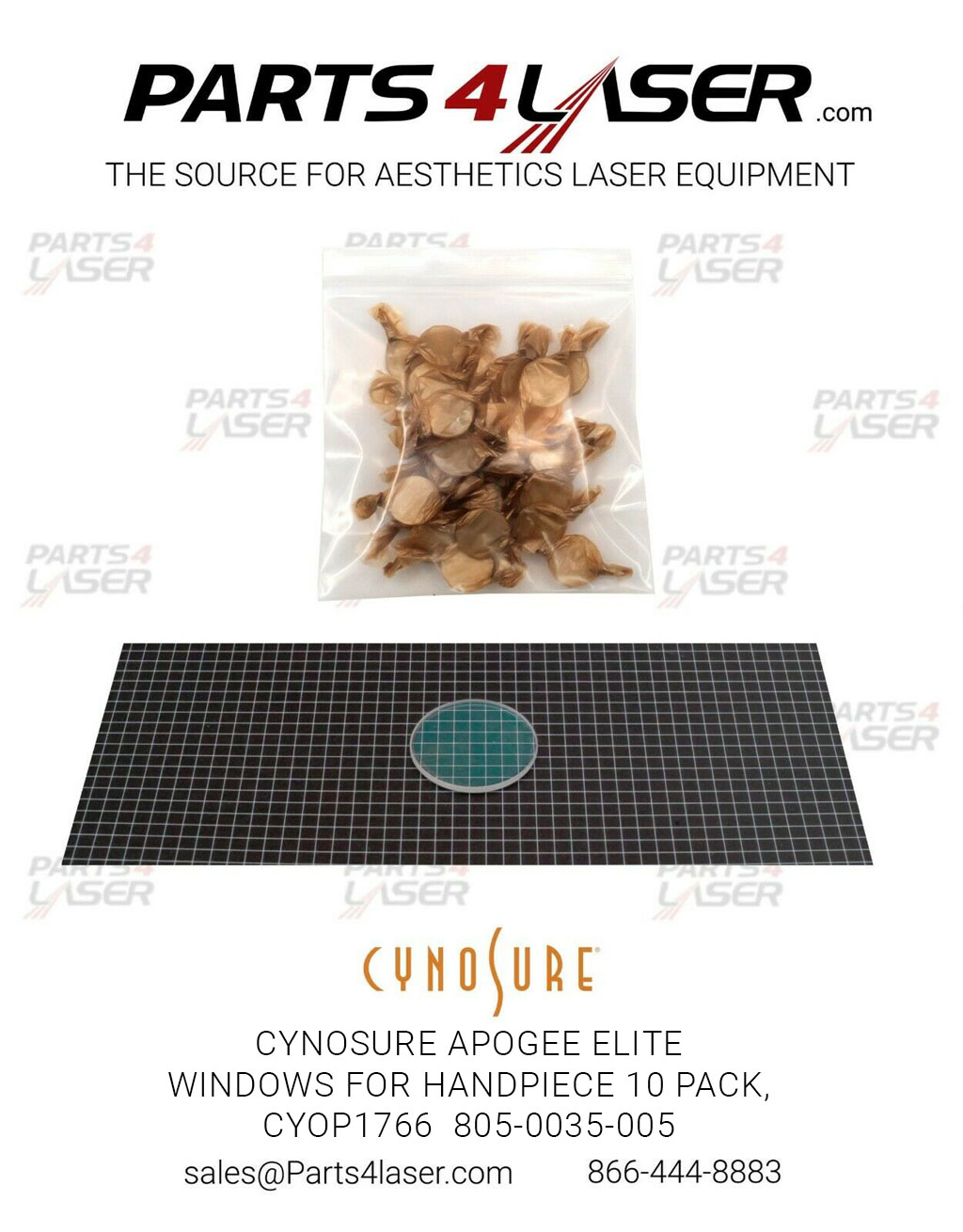 CYNOSURE APOGEE ELITE WINDOWS FOR HANDPIECE 10 PACK , CYOP1766 805-0035-005, B34