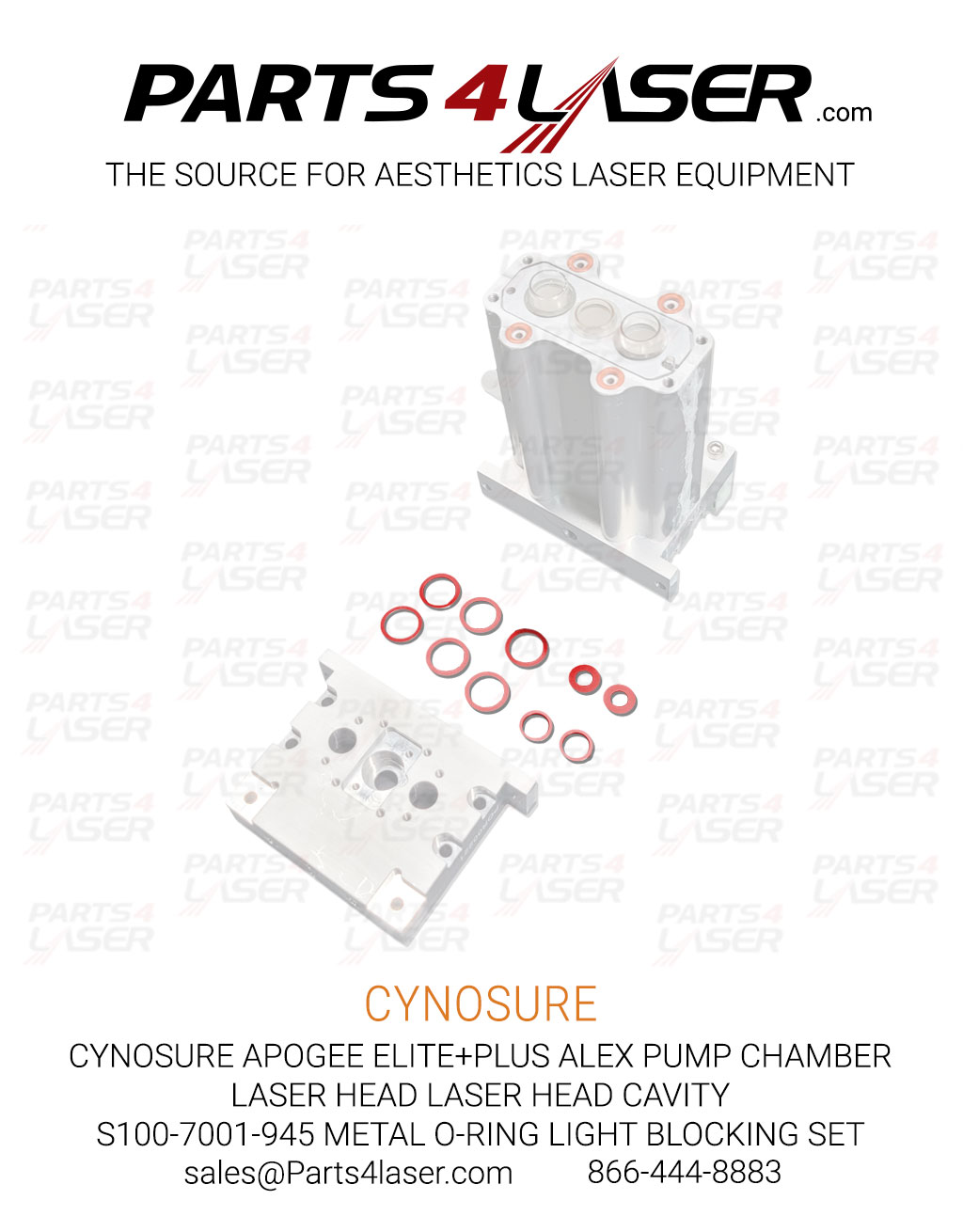 CYNOSURE APOGEE ELITE+PLUS ALEX PUMP CHAMBER LASER HEAD LASER HEAD CAVITY S100-7001-945 METAL O-RING LIGHT BLOCKING SET CYLH3718 - Image 2