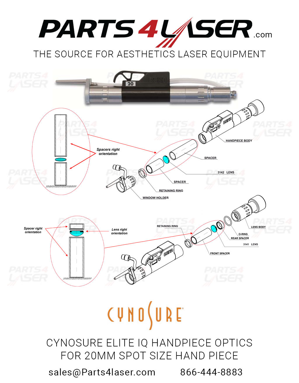 CYNOSURE ELITE IQ HANDPIECE OPTICS FOR 20MM SPOT SIZE HAND PIECE DKOP3018
