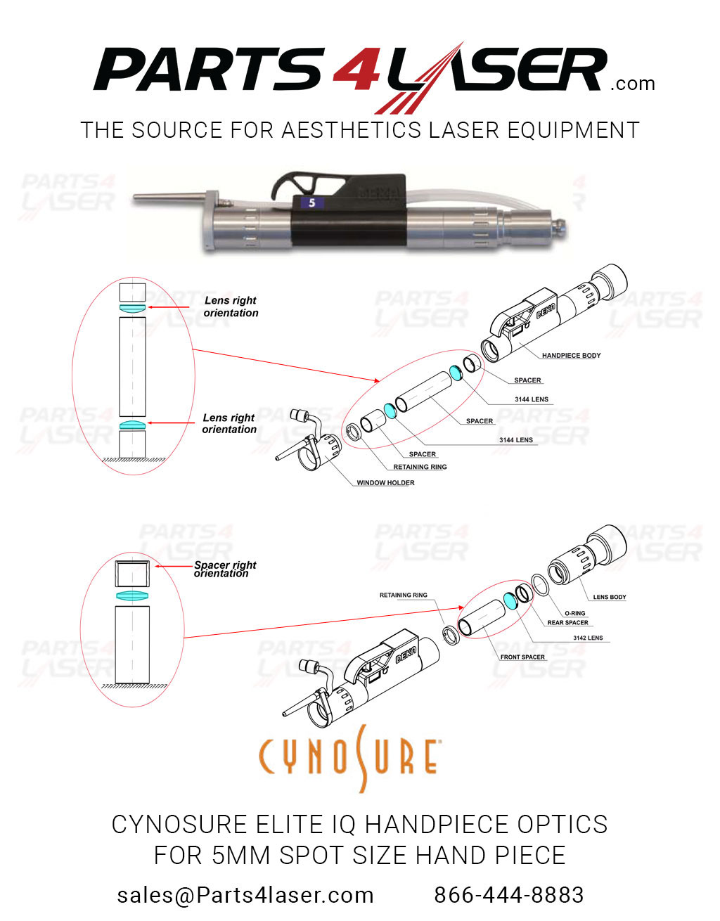 CYNOSURE ELITE IQ HANDPIECE OPTICS FOR 5MM SPOT SIZE HAND PIECE