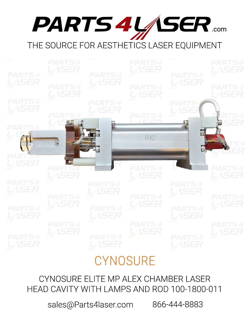 CYNOSURE ELITE MPX ALEX CHAMBER LASER HEAD CAVITY WITH LAMPS AND ROD 100-1800-011 CYLH3700 - Image 2